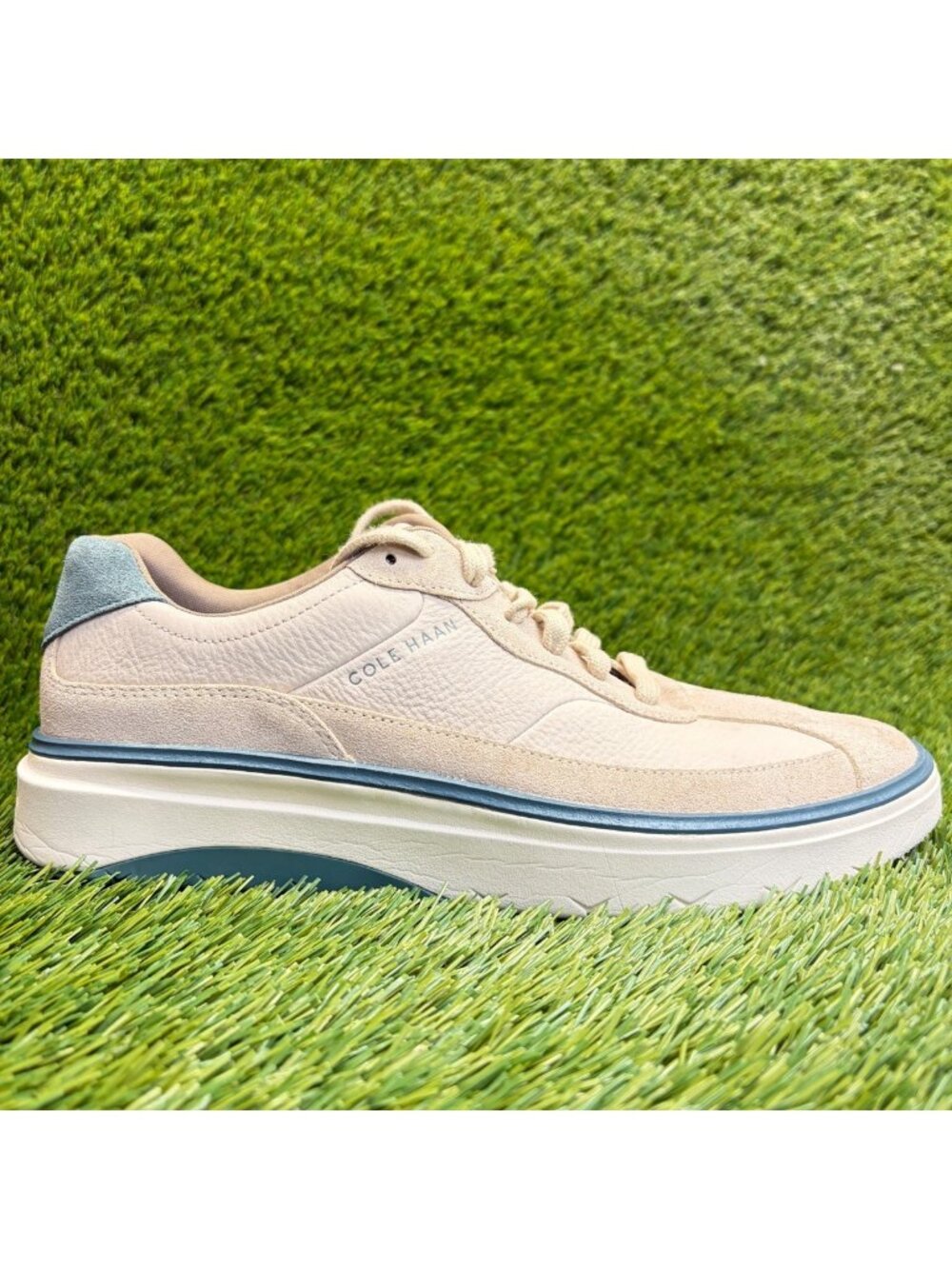 Cole Haan GrandPro Featherarc Mens Size 9 Ivory Athletic Bike Toe Shoes Sneakers